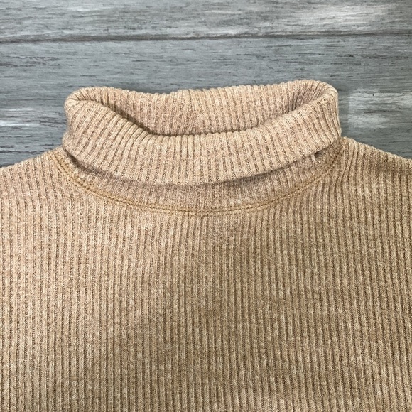 J. Crew Turtleneck Beige Tan Waffle Knit Sweater XS Cozy Minimalist Roll Neck - Picture 10 of 13